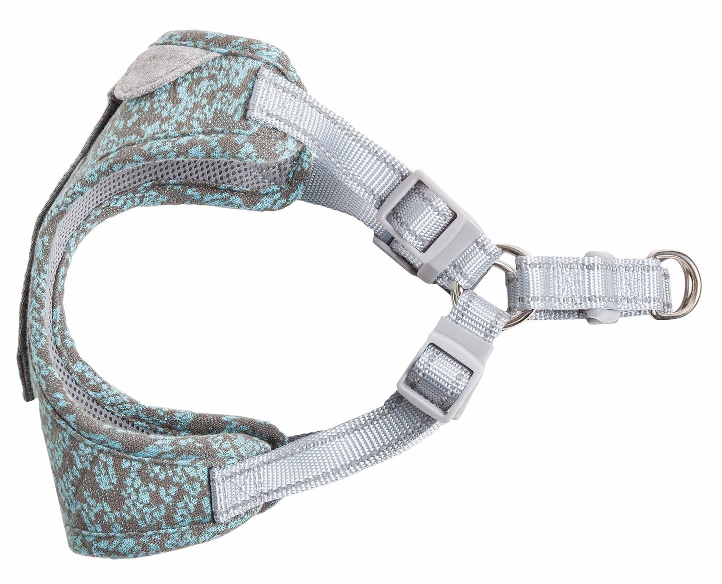 Dog harness with floral pattern on a white background