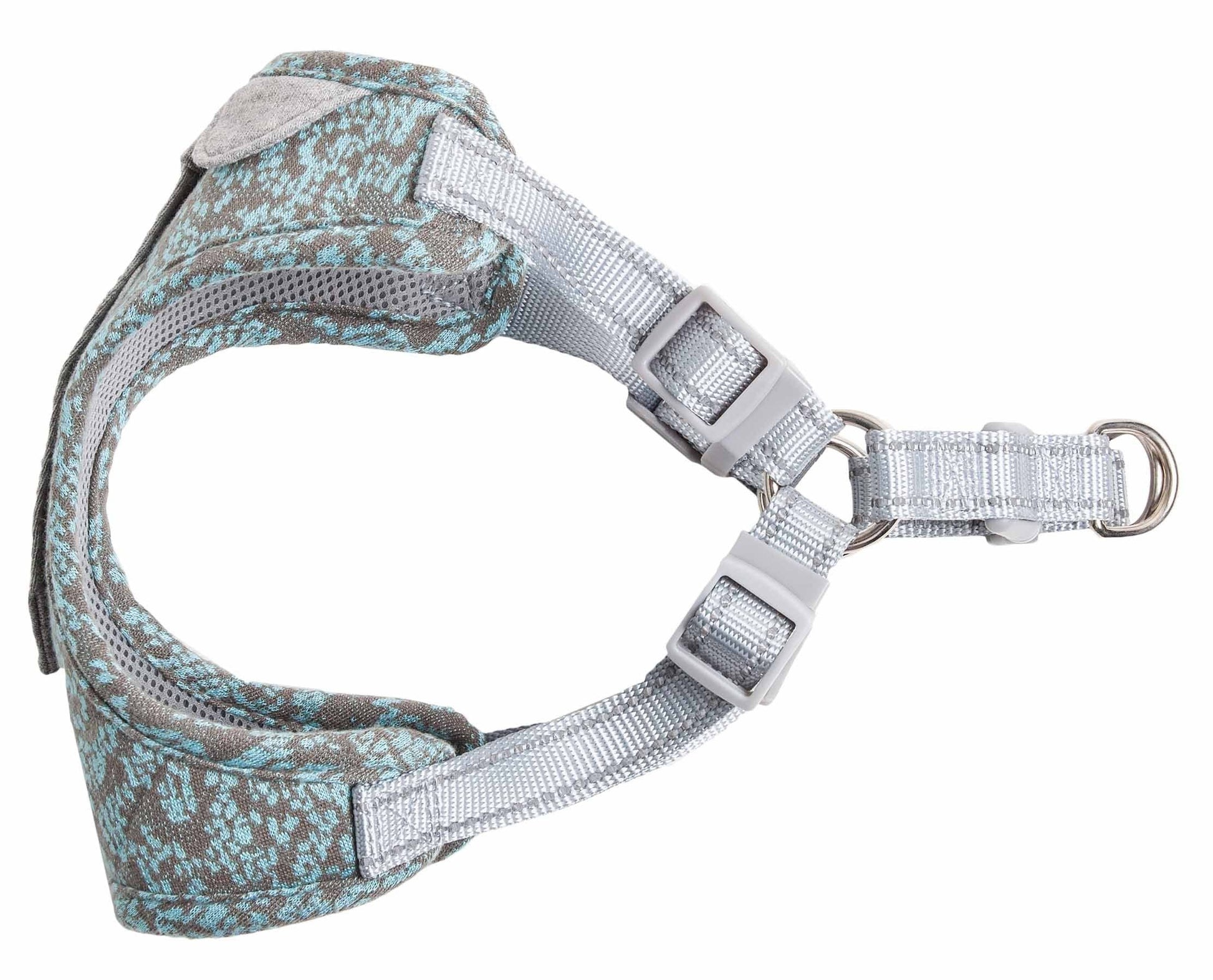 Dog harness with floral pattern on a white background