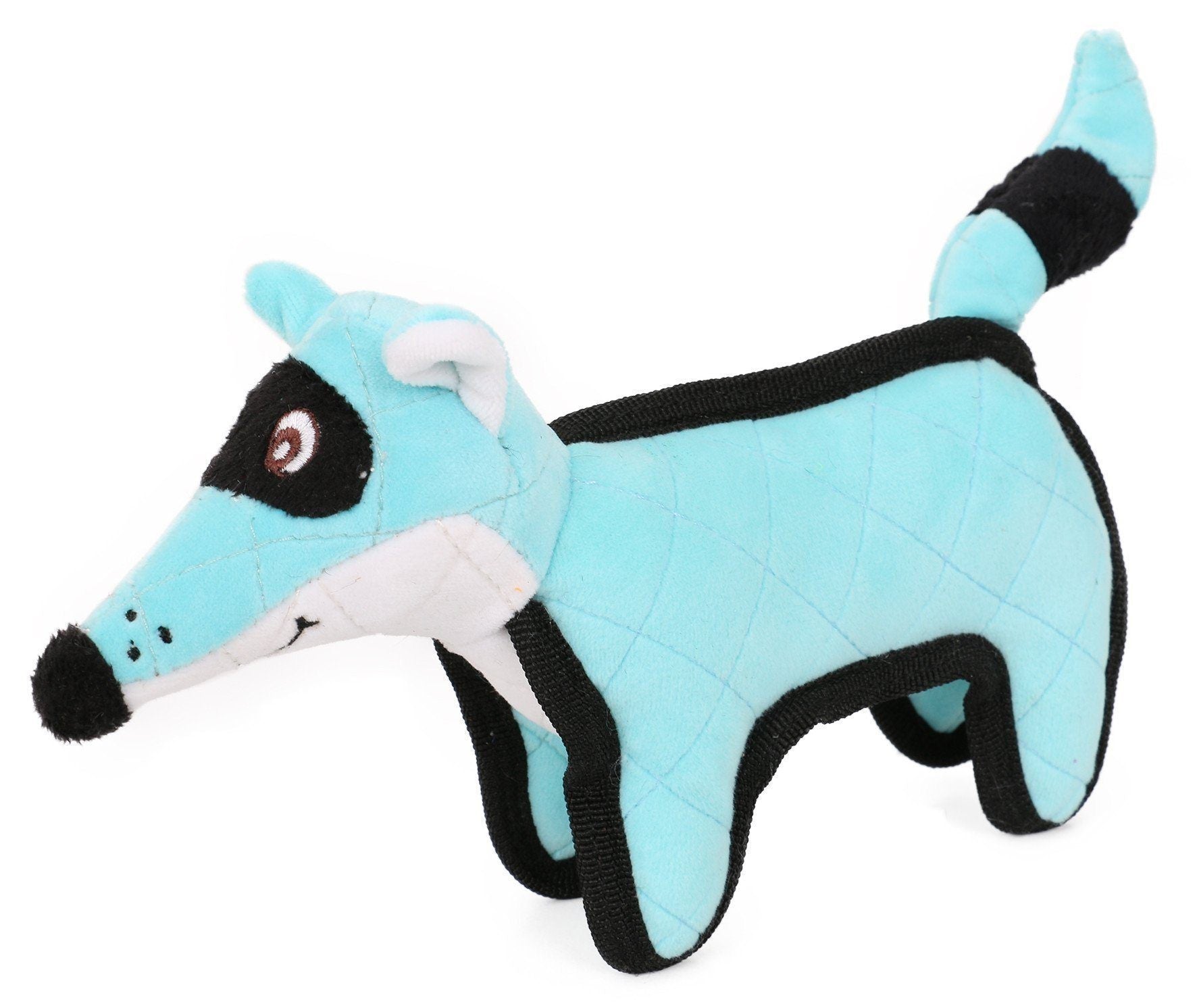 Blue plush toy resembling a dog on a white background