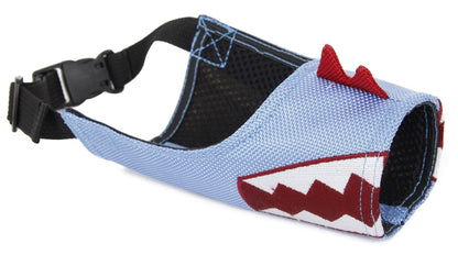 Dog muzzle with shark design on a white background