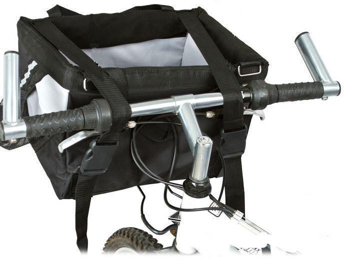 Black and silver mechanical device with straps on a white background