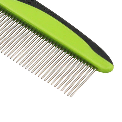 Green and black comb on a white background