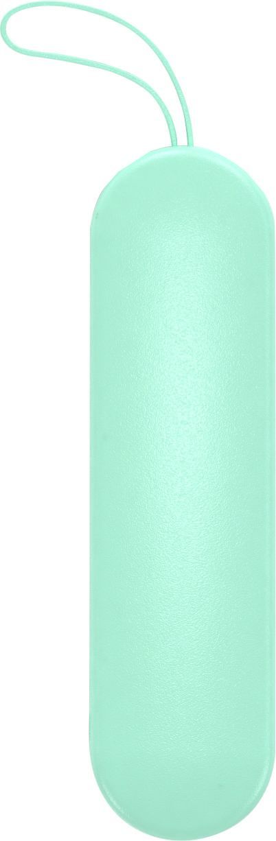 Mint green silicone case with a strap on a white background