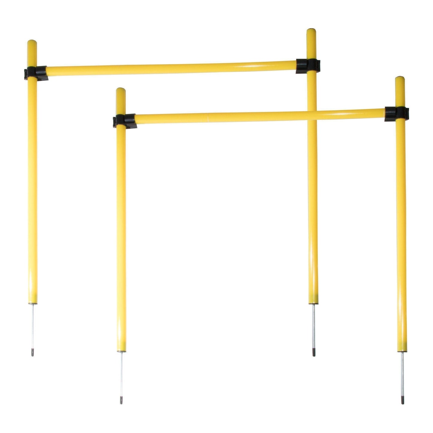 Yellow metal gate with black straps on a white background