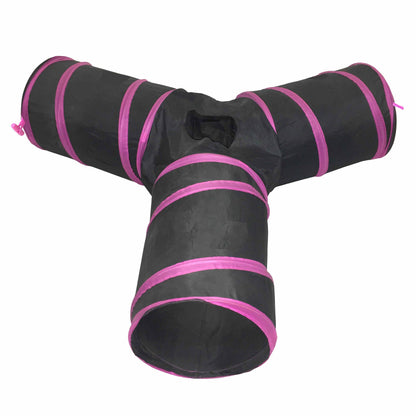 Black and pink Y-shaped tube toy on a white background