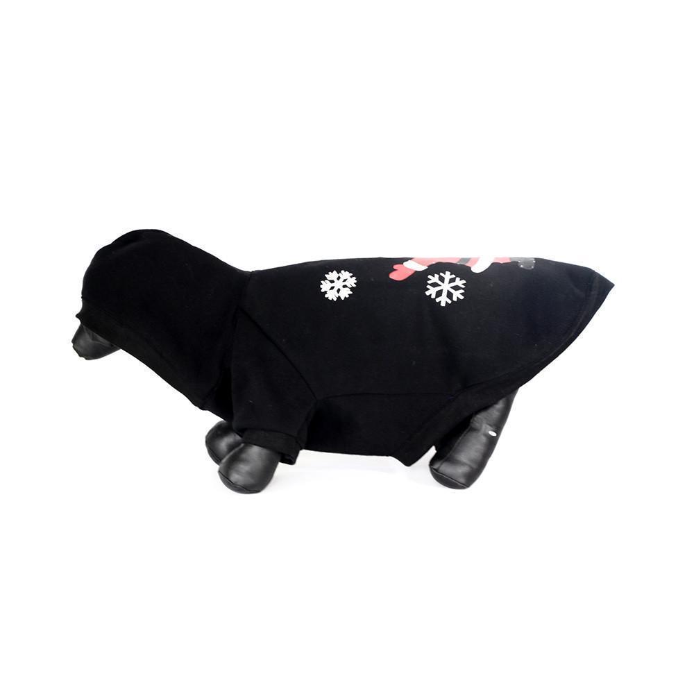 Black dog coat with snowflake patterns on a white background