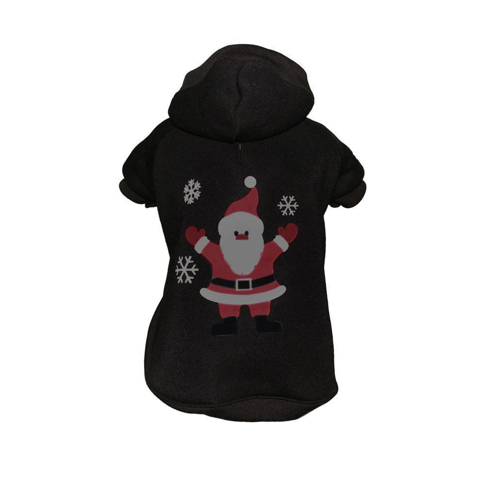 Black hoodie with a Santa Claus design on a white background