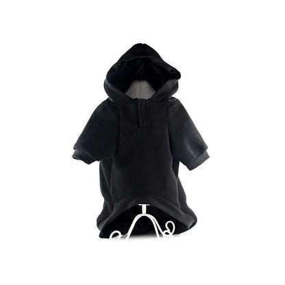 Black hoodie on a mannequin against a white background
