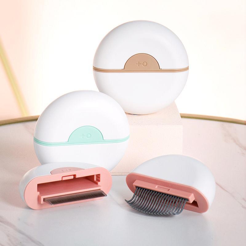 Hair removal device with pink and white design on a light background