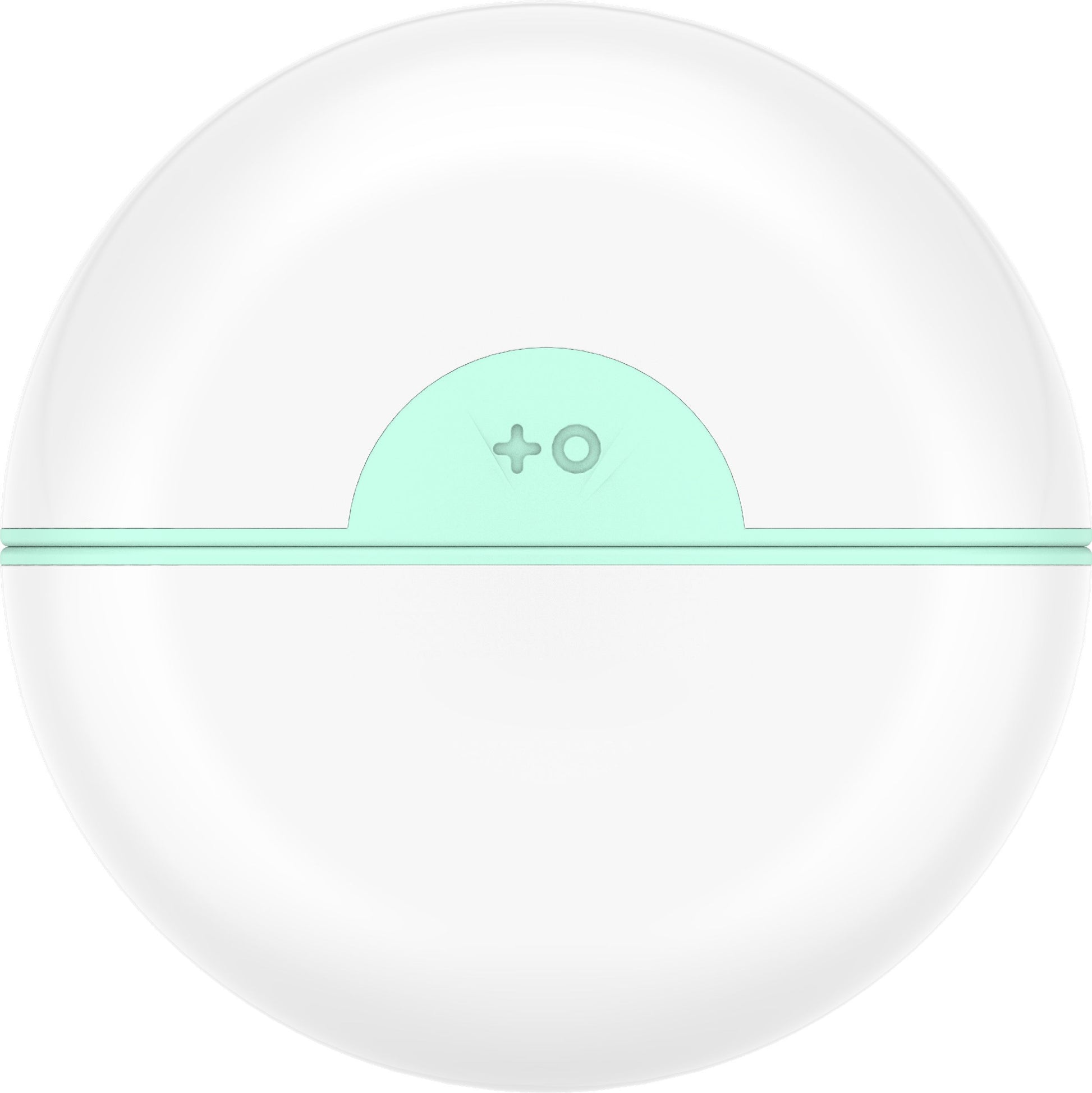 Round device with a green top and base on a white background