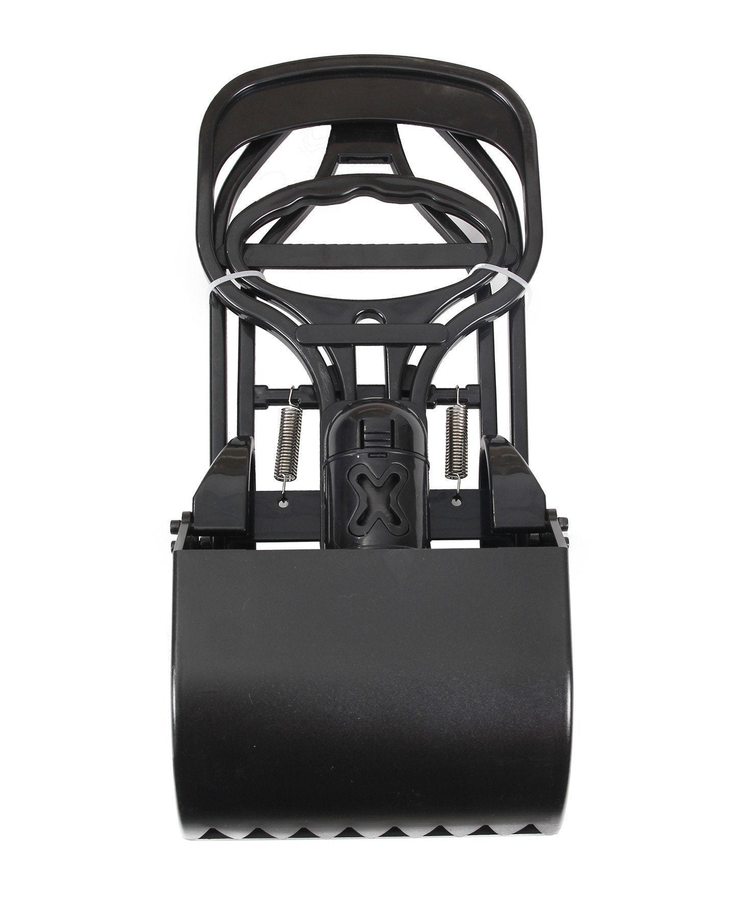 Black excavator bucket on a white background