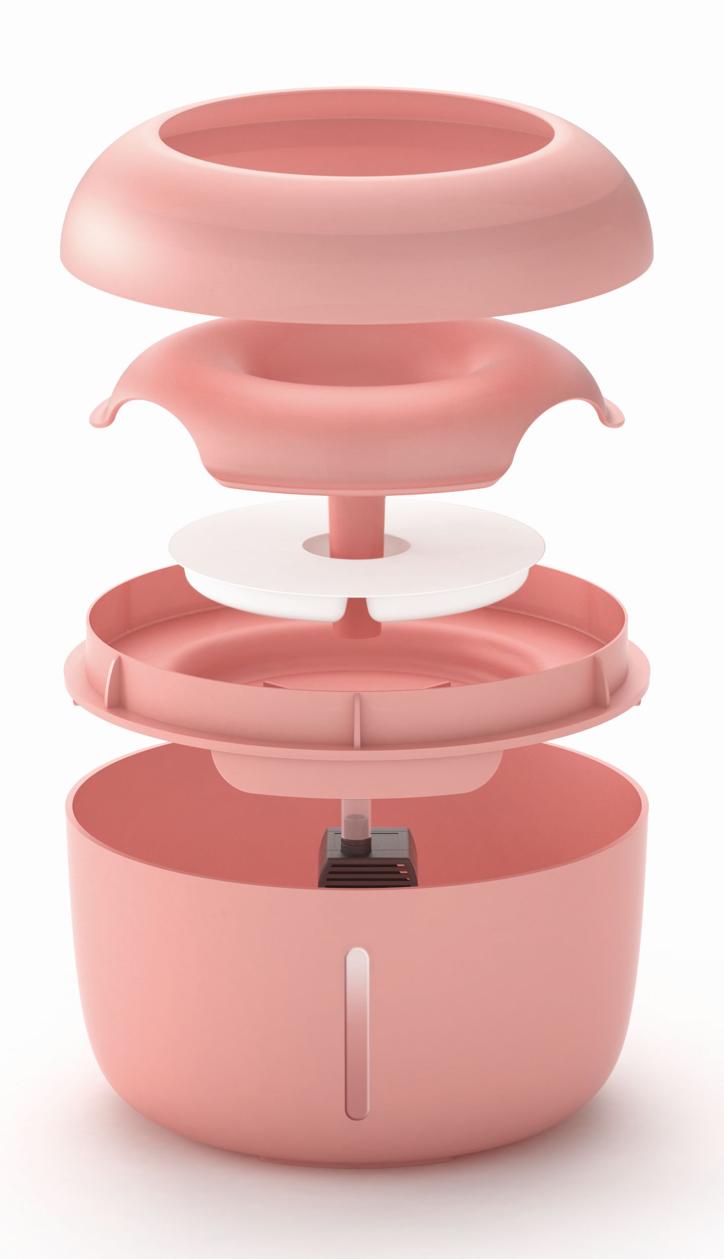 Pink kitchen appliance with multiple components on a white background
