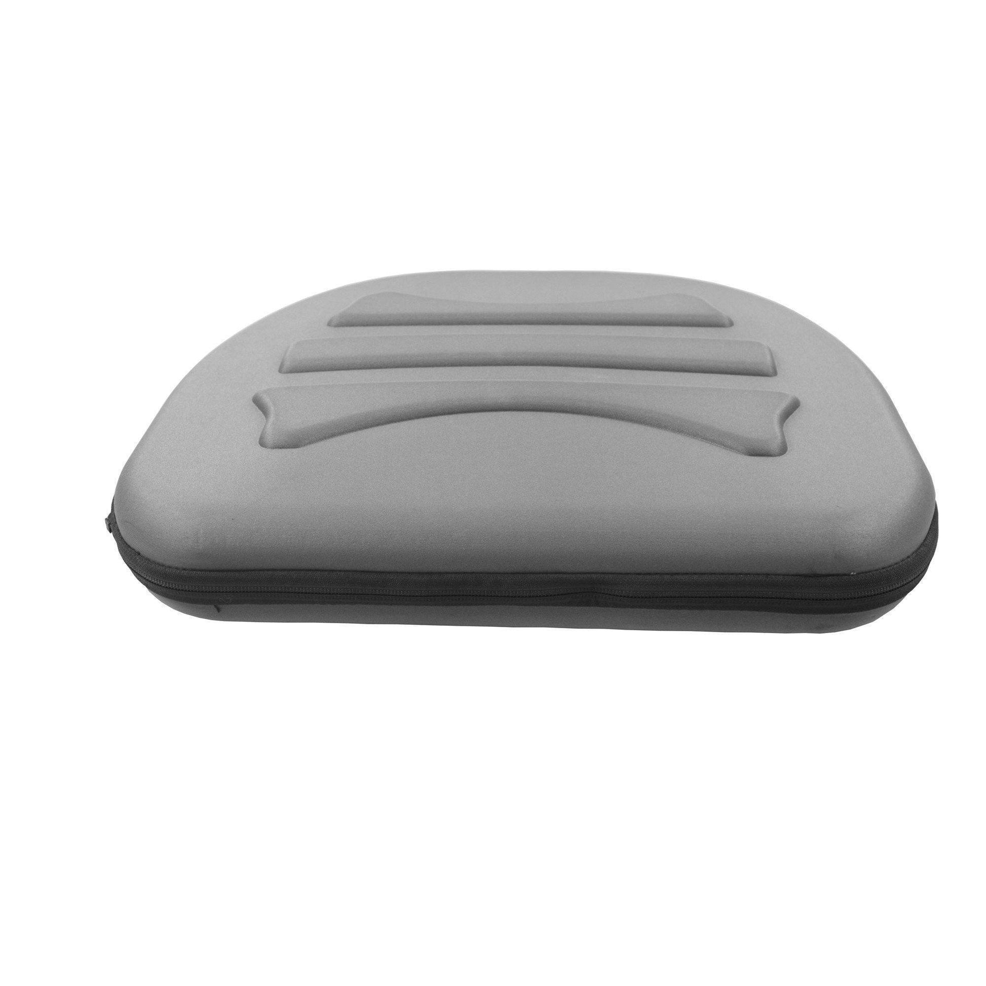 Gray cushion with a textured surface on a white background