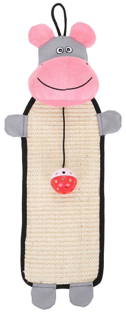 Dog toy shaped like a pig with a textured surface and small bell, on a white background