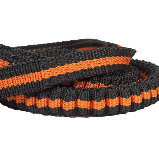 Black and orange striped belt on a white background