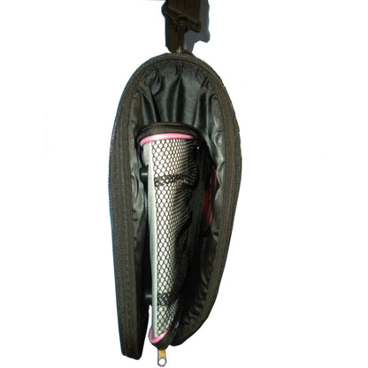 Fishing lure in a black protective case on a white background