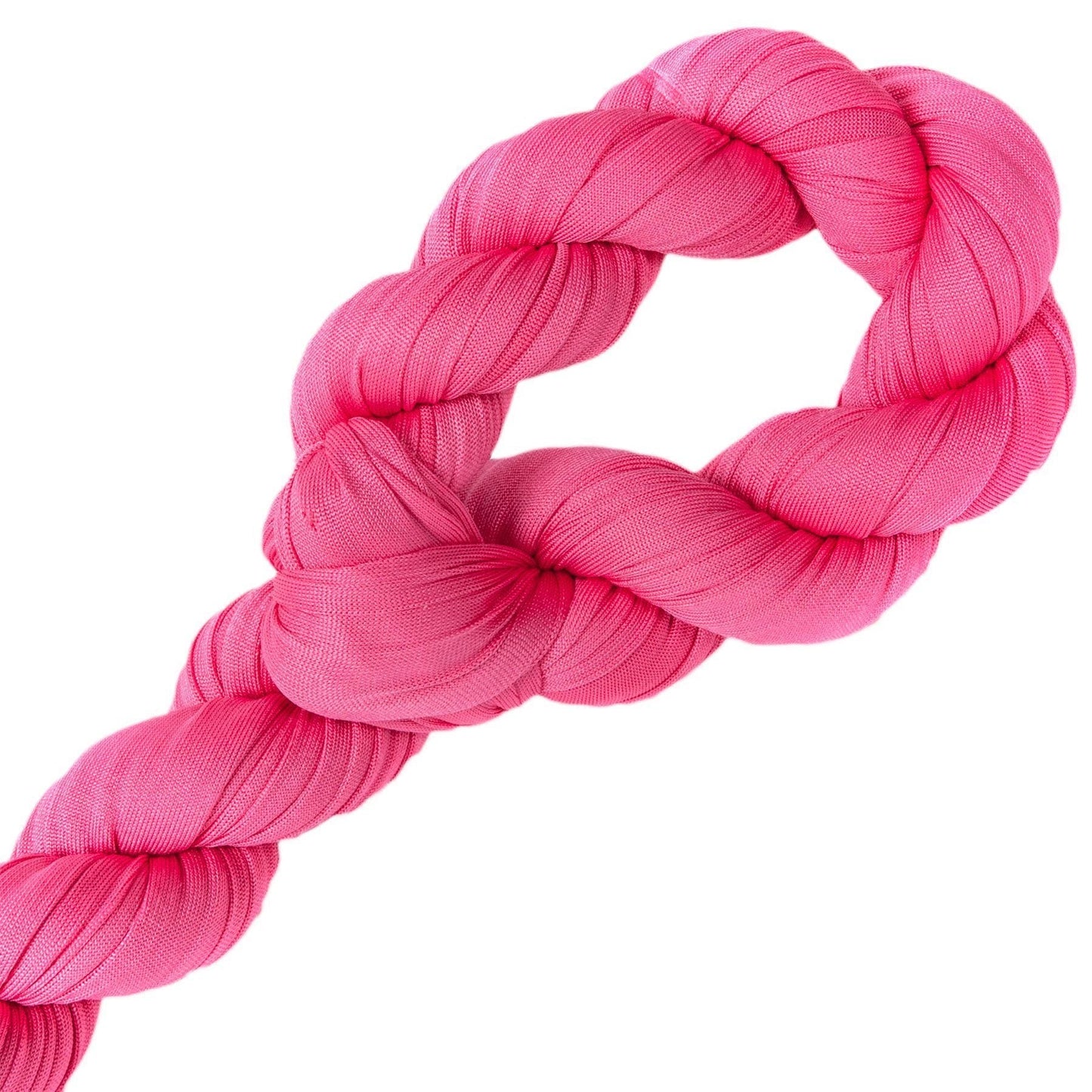 Pink braided toy on a white background