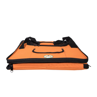 Orange and black bag on a white background