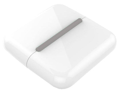 White electronic device with a gray component on a white background