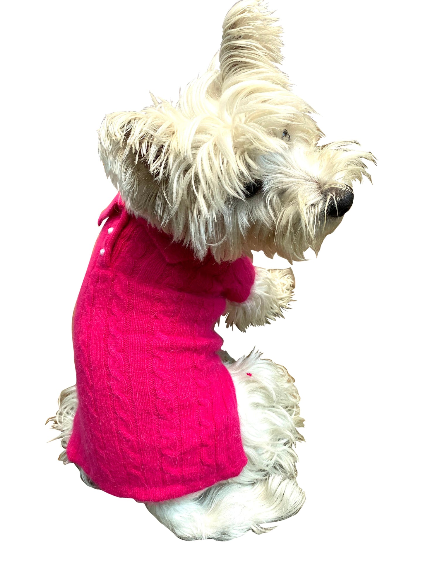 Luxury Preppy Cable Polo Sweater, Fuchsia
