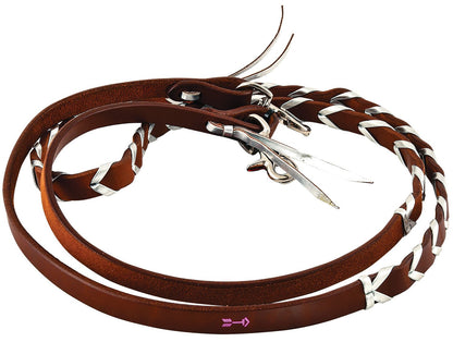 Brown leather dog collar with silver hardware on a white background