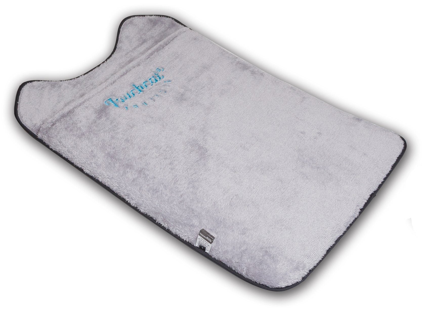 Gray car mat with a brand logo on a white background