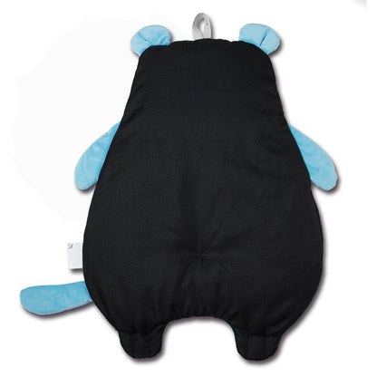 Black baby romper with blue accents on a white background