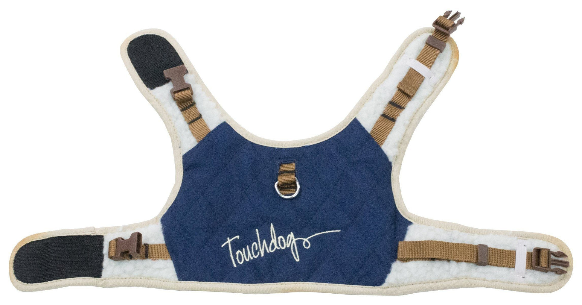 Dog harness with 'Touchdog' branding on a white background