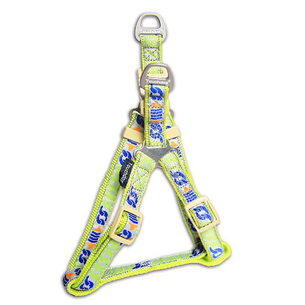 Dog harness with colorful pattern on a white background