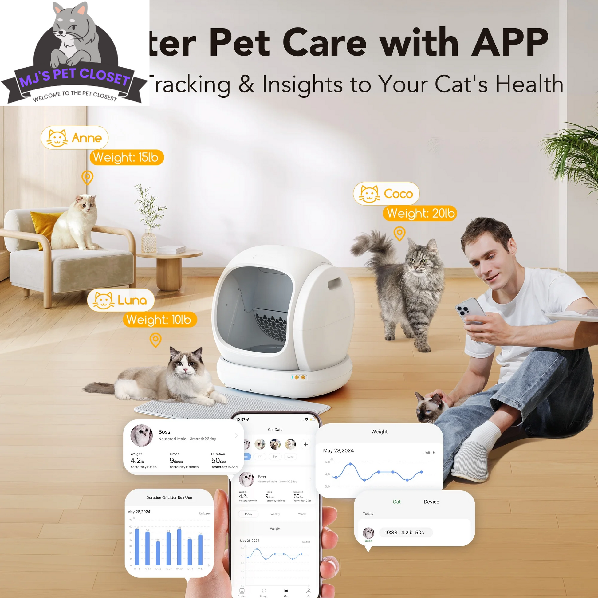  Smart Self-Cleaning Cat Litter Box 