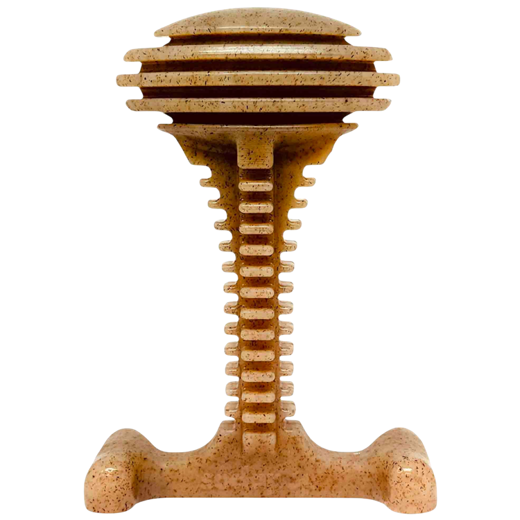 Brown textured dog toy on a white background