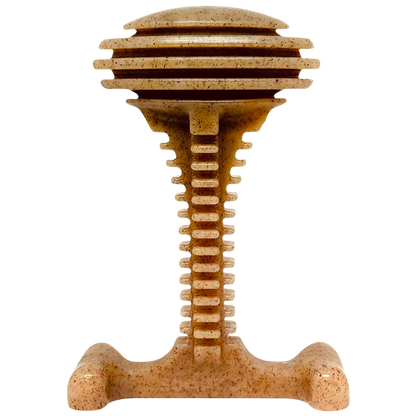Brown textured dog toy on a white background