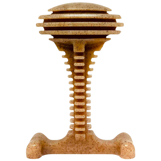 Brown textured dog toy on a white background
